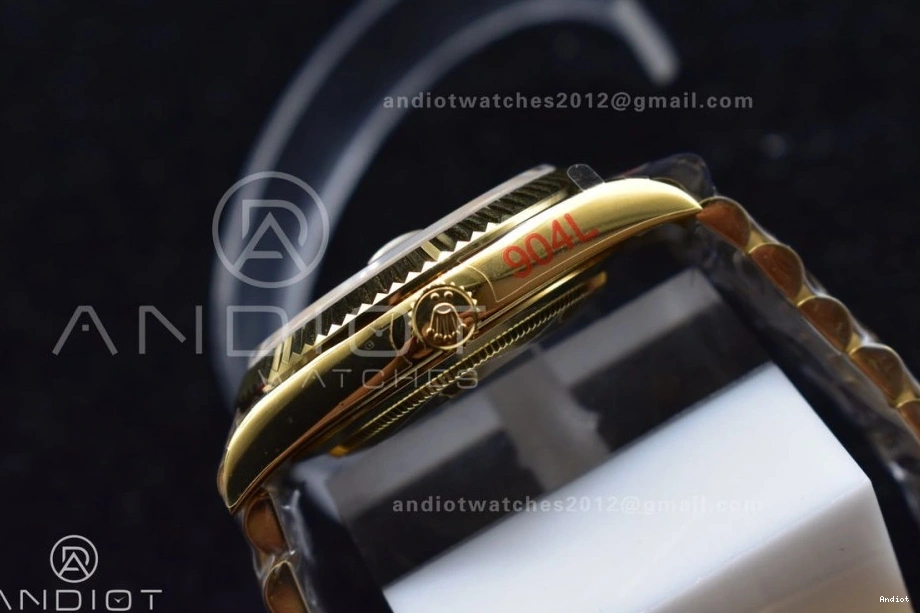 DayDate President 904L Dial JDF Gain 40 YG YG V2 Weight on Bracelet Steel A2836 Stick Markers 0423